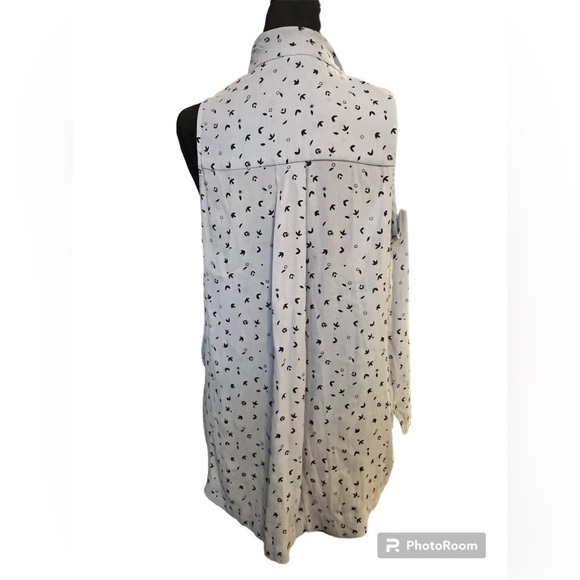 Free People  Blue Floral Neck Bow Tie Blouse Top small - Picture 4 of 12